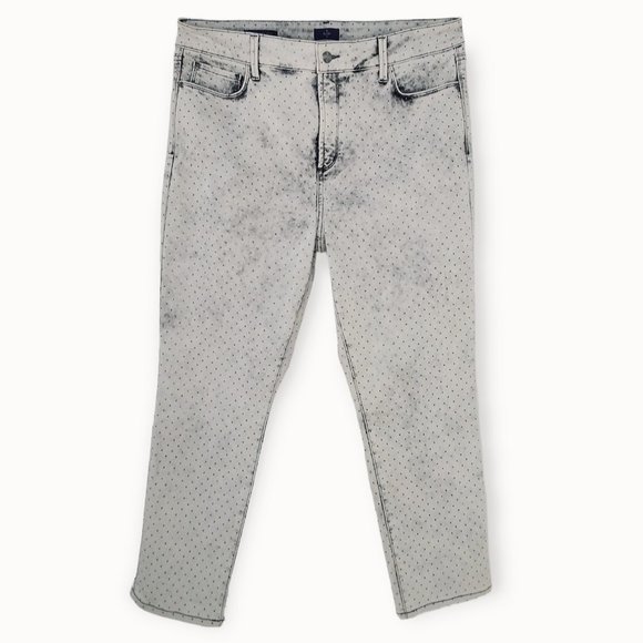 NYDJ Ira Relaxed Ankle Jeans Size 16W Cropped Acid Wash Grey Silver Dots - Picture 1 of 12